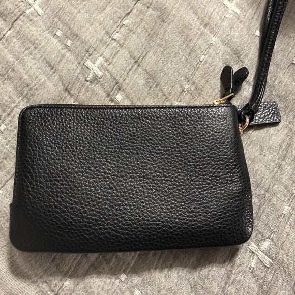 COACH Double Zip Wallet Wristlet in BLACK - Picture 2 of 4